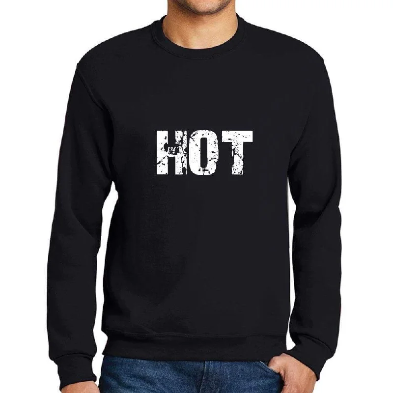 Men's Printed Graphic Sweatshirt Popular Words HOT Deep Black