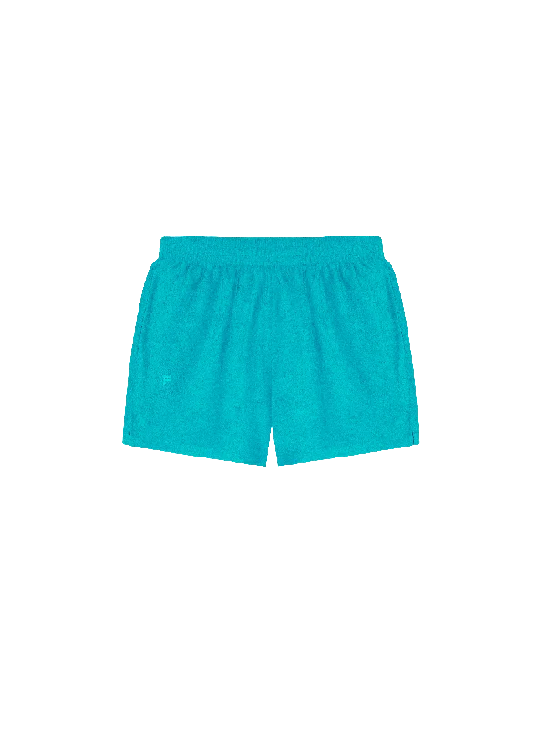 Towelling Shorts—peacock blue