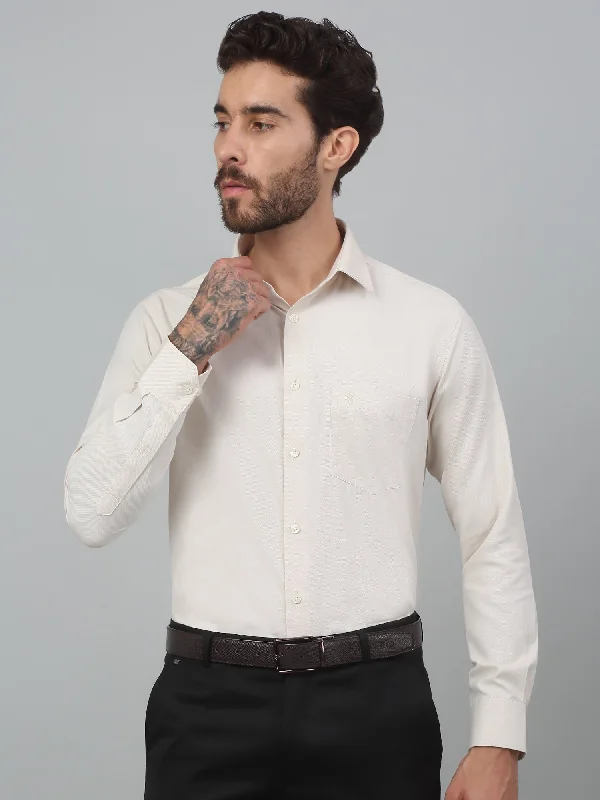 Men's Fawn Formal Self Textured Full Sleeve Shirt