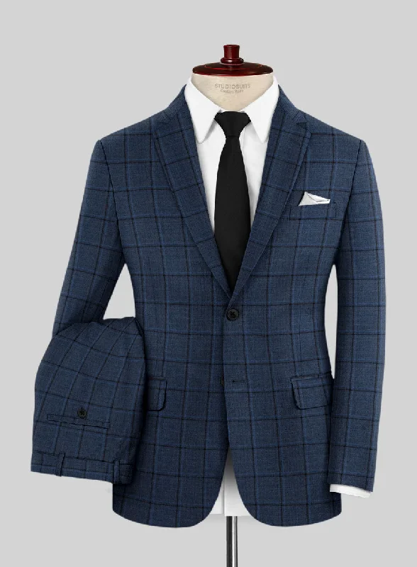 Reda Casi Blue Checks Wool Suit