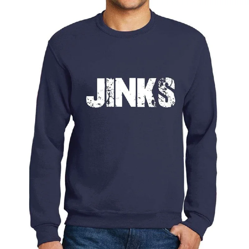 Men's Printed Graphic Sweatshirt Popular Words JINKS French Navy