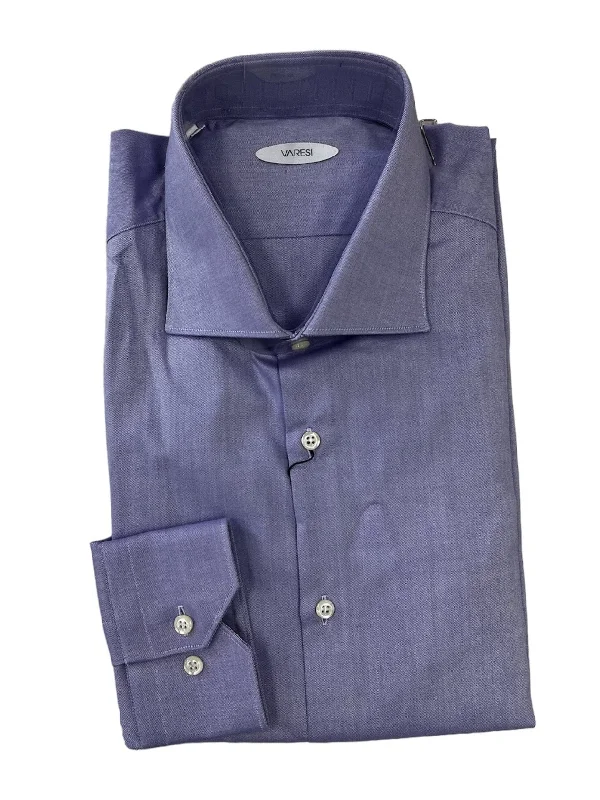 Claudia Varesi Textured Iris Purple 100% Men's Slim Fit Dress Shirt