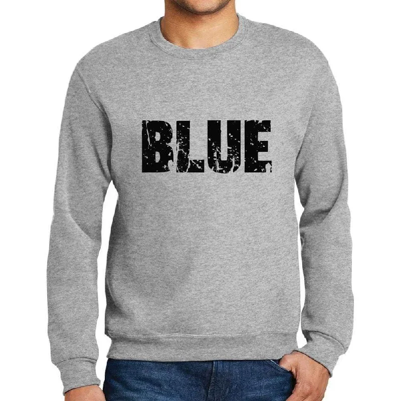 Men's Printed Graphic Sweatshirt Popular Words BLUE Grey Marl