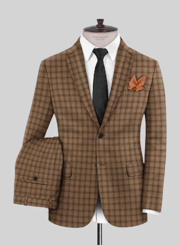 Reda Rope Brown Checks Wool Suit