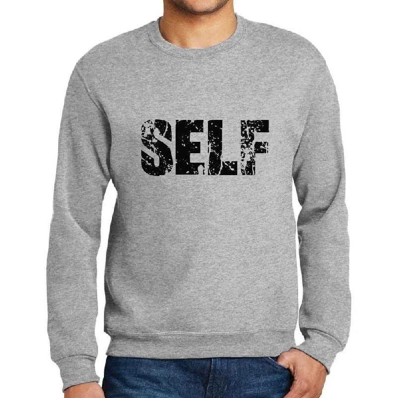 Men's Printed Graphic Sweatshirt Popular Words SELF Grey Marl