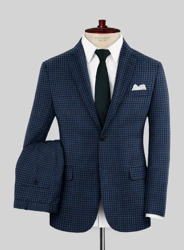 Reda Lapis Blue Checks Wool Suit