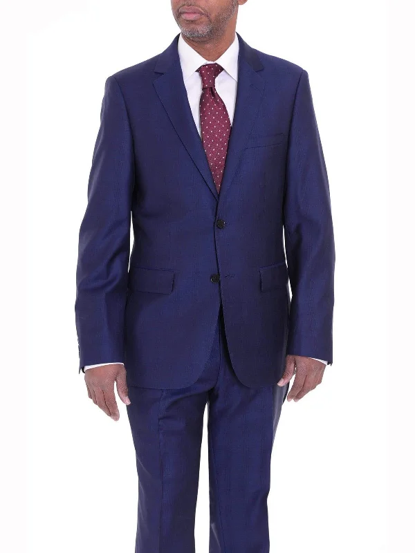 Casual Hoodies Mens Modern Fit Blue Glen Plaid Two Button Wool Suit