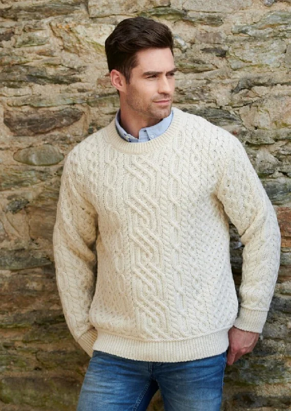 Casual Comfort Aran Men's Super Soft Sweater | Natural