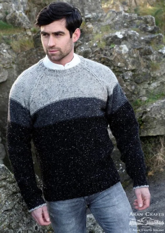 Techwear Fashion Aran Crafts Three Tone Donegal Sweater - Clearance