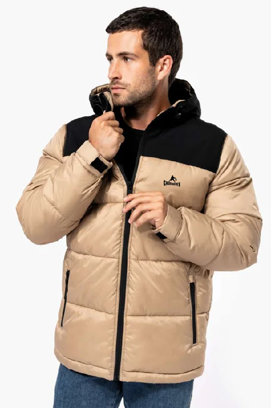 Sporty Look Duo Tone Padded Hooded Jacket