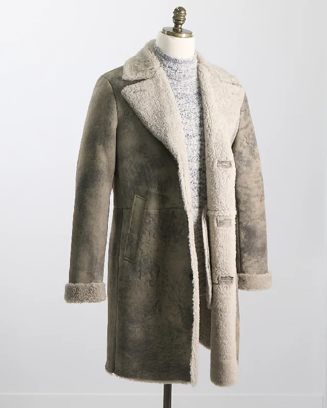 Shearling Coat With Cf Button Closure