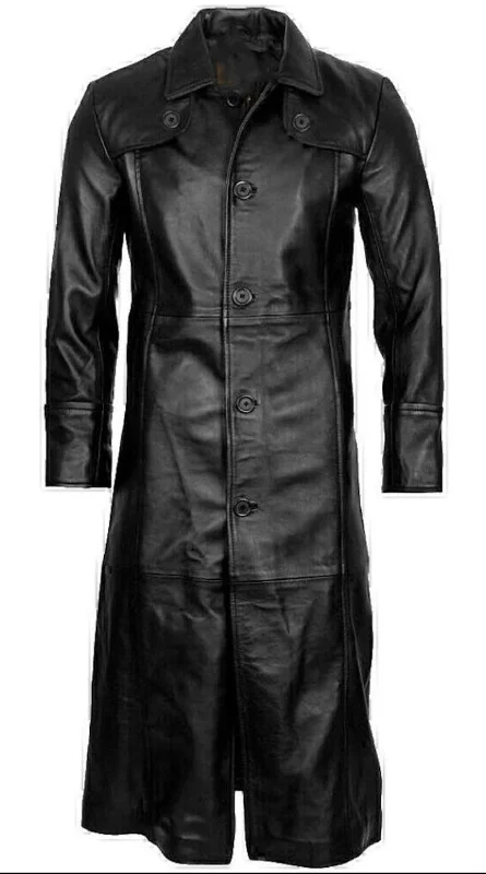 Mens Leather Trench Coat Full Length