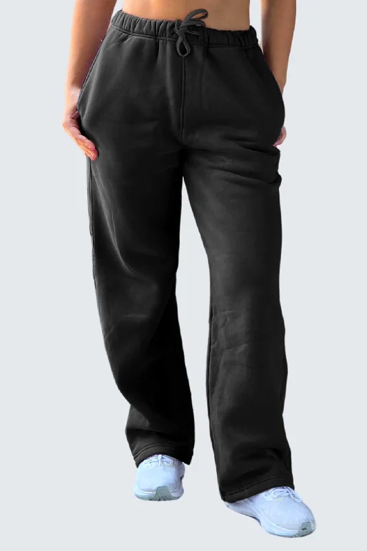 WU Moon Sweatpants Relaxed Open Fleece - Black