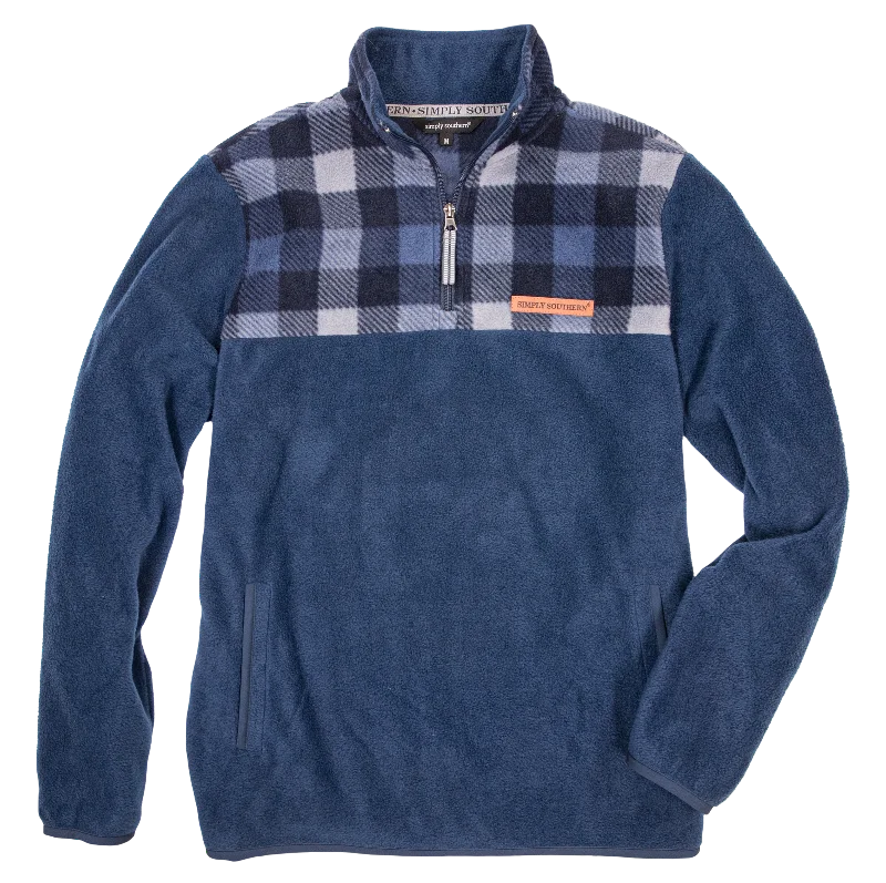 SALE Simply Southern Plaid Navy Fleece Pullover Sweater Unisex Jacket