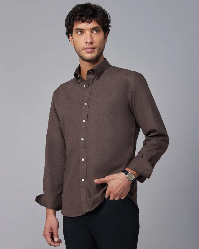 Stylish Joggers Brushed Twill Shirt - Brown
