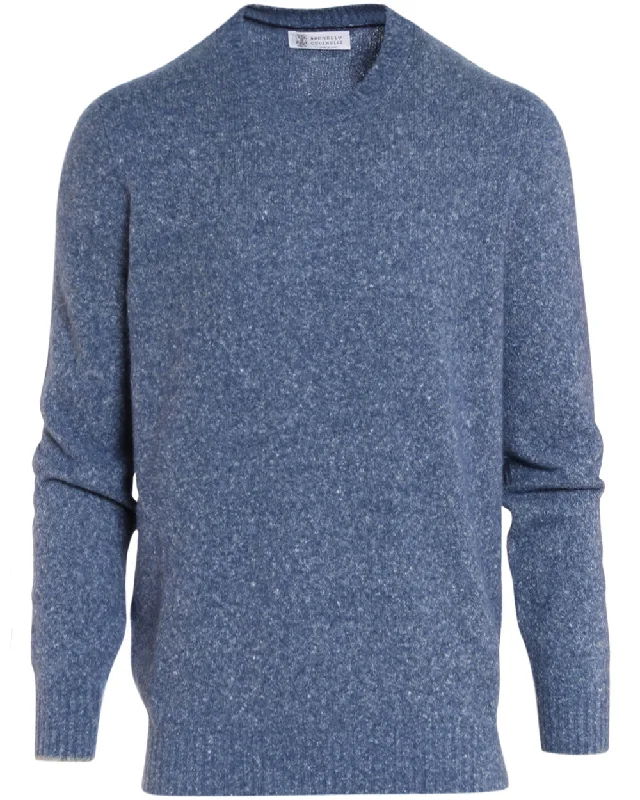 Comfortable Outfits Light Blue Alpacca Blend Melange Sweater