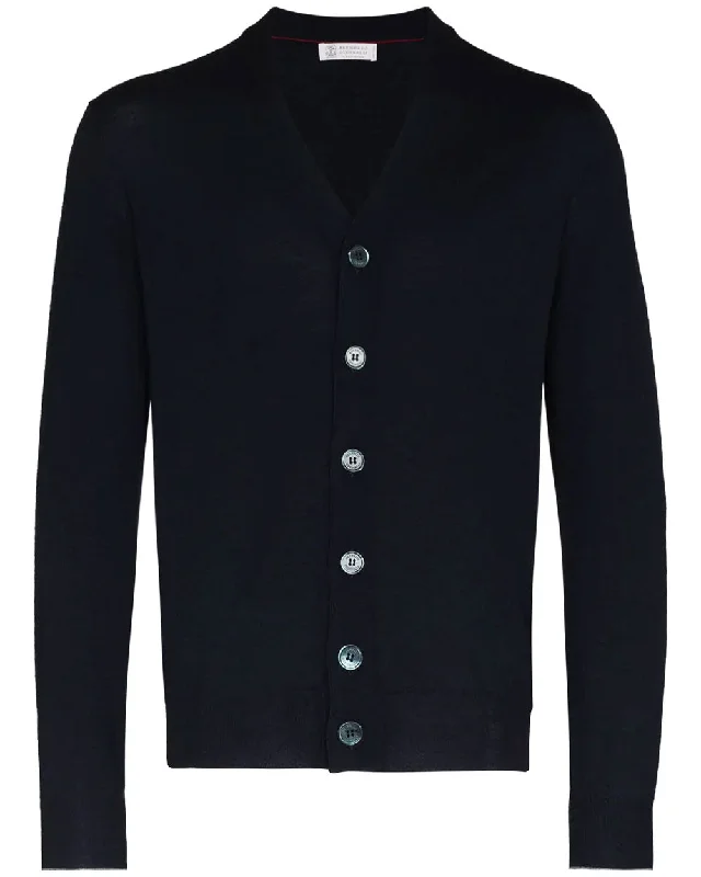 Navy Wool Blend Lightweight Cardigan