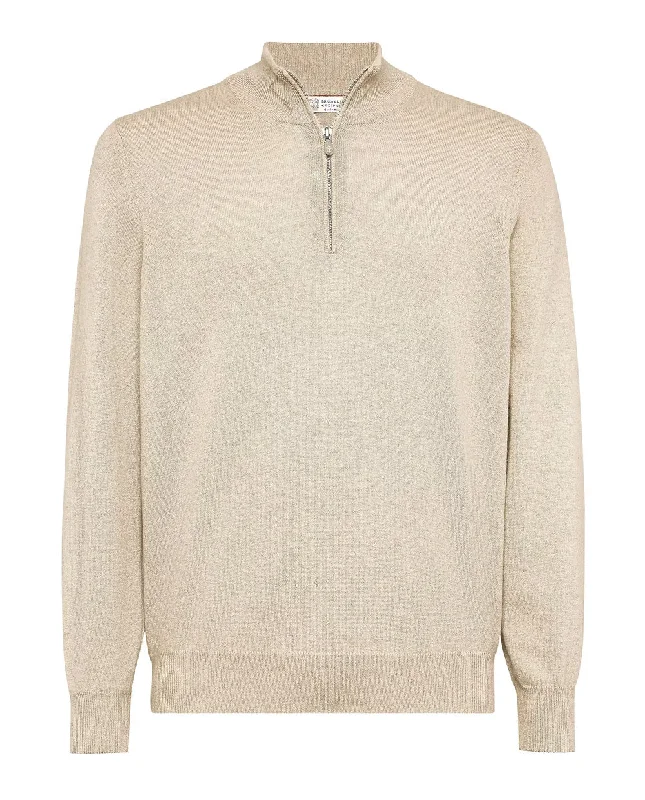 Camel Quarter Zip Sweater