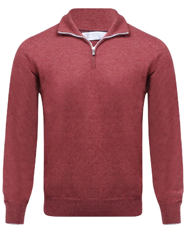 Light Red Quarter Zip Sweater