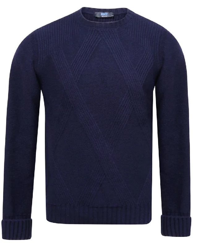 Navy Crewneck Knit Sweater