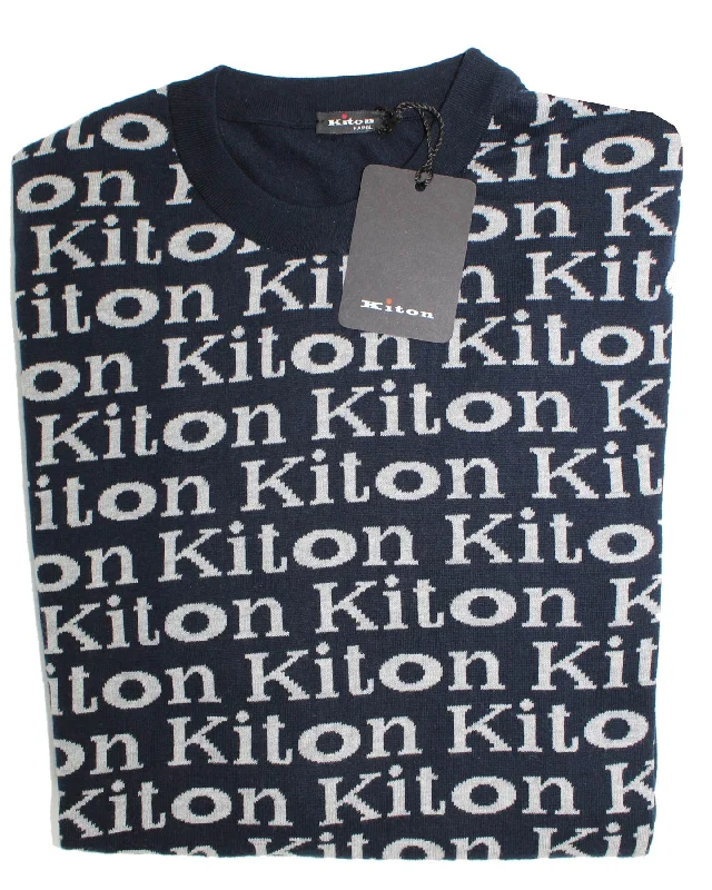 Kiton Sweater Black Logo Crewneck M